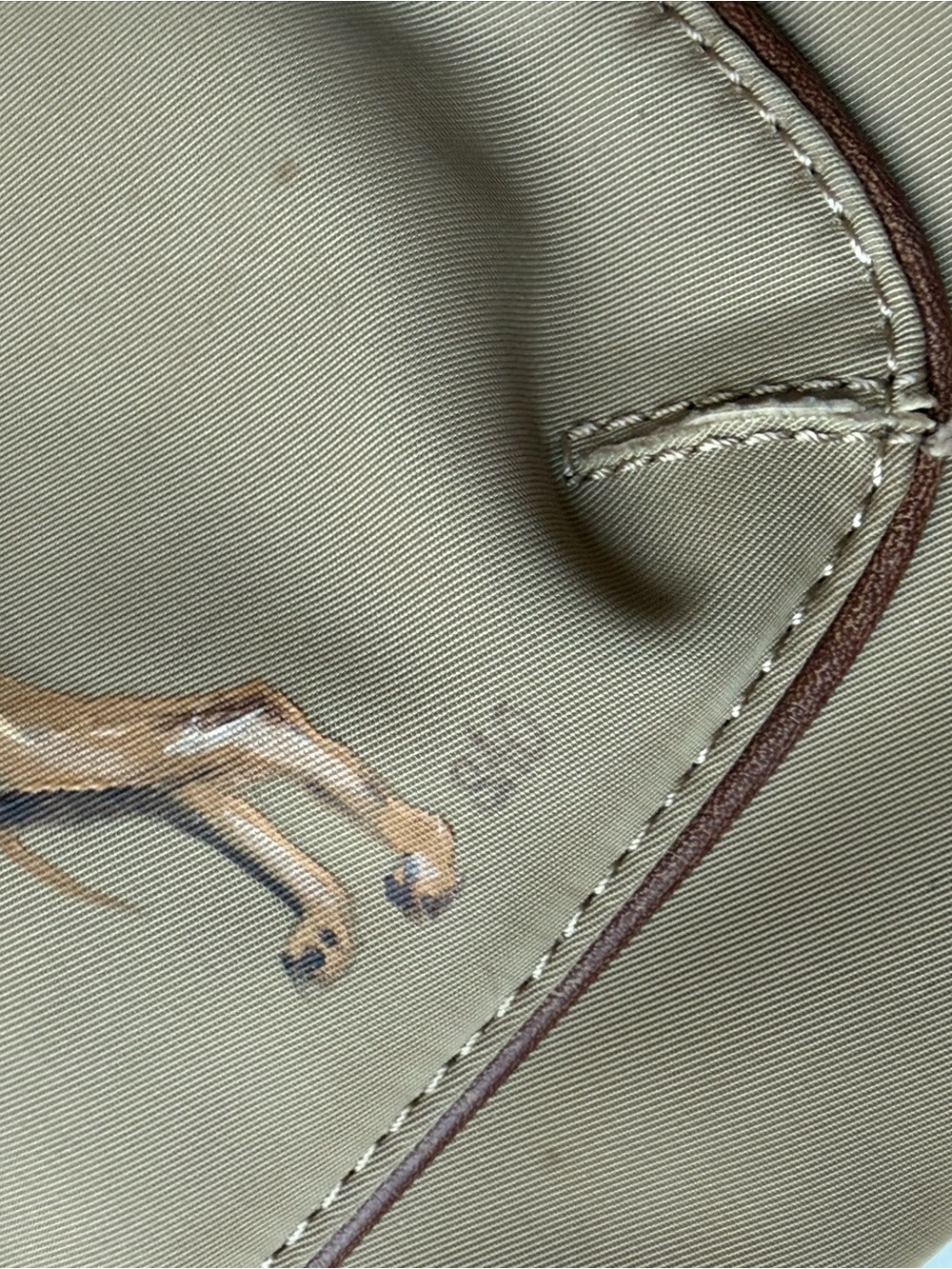 Chaps Brown and Tan Nylon Shoulder Purse Custom Great Dane Painting - Picture 11 of 11